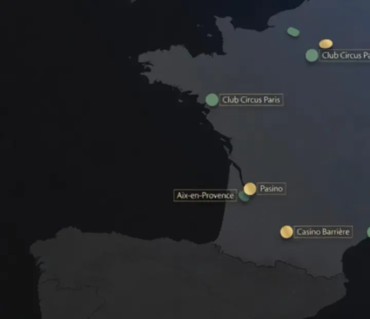 Carte des clubs et casinos de cartes autorisés en France